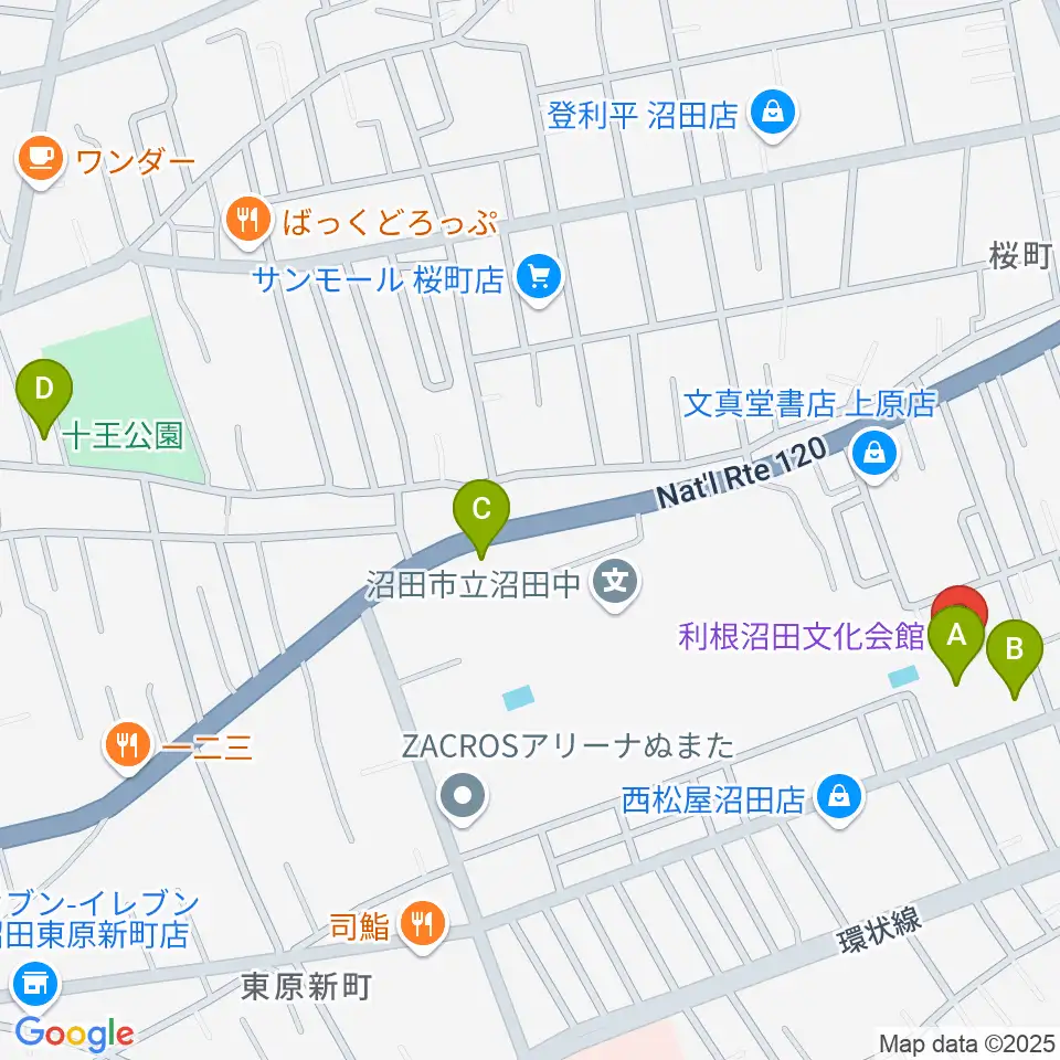 利根沼田文化会館周辺の駐車場・コインパーキング一覧地図