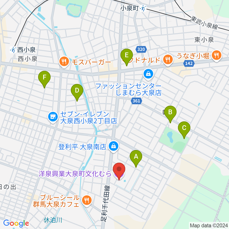 洋泉興業大泉町文化むら周辺の駐車場・コインパーキング一覧地図