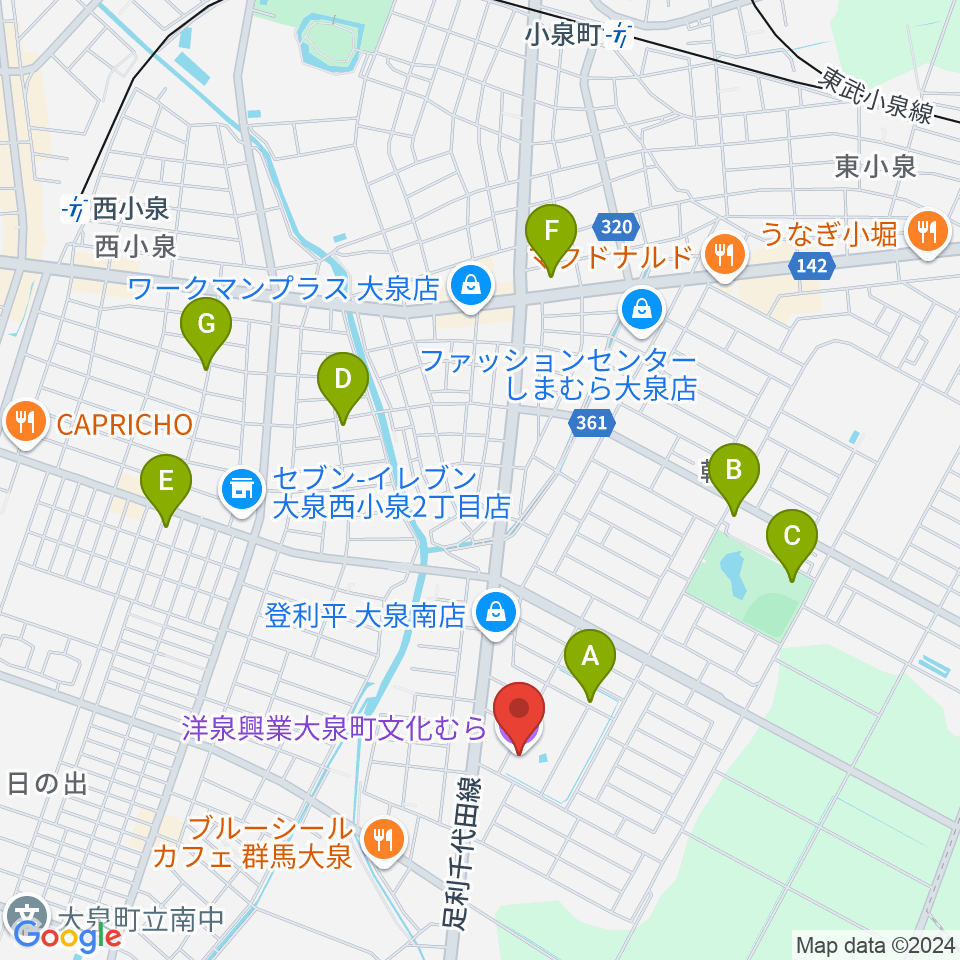 洋泉興業大泉町文化むら周辺の駐車場・コインパーキング一覧地図