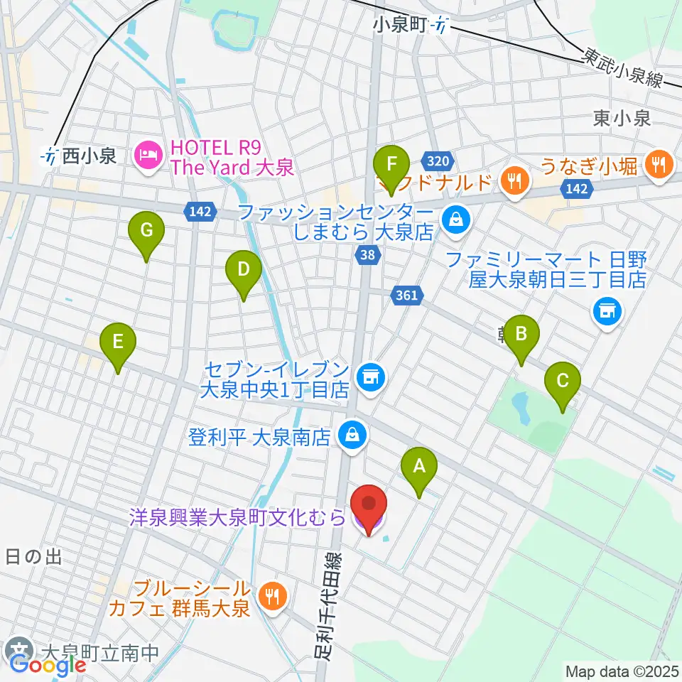 洋泉興業大泉町文化むら周辺の駐車場・コインパーキング一覧地図