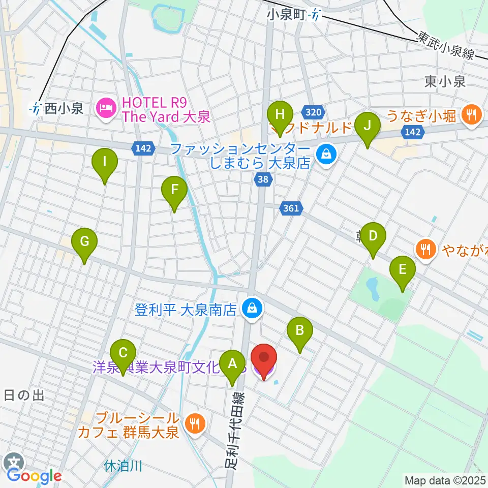 洋泉興業大泉町文化むら周辺の駐車場・コインパーキング一覧地図