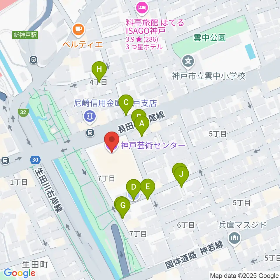 神戸芸術センター周辺の駐車場・コインパーキング一覧地図