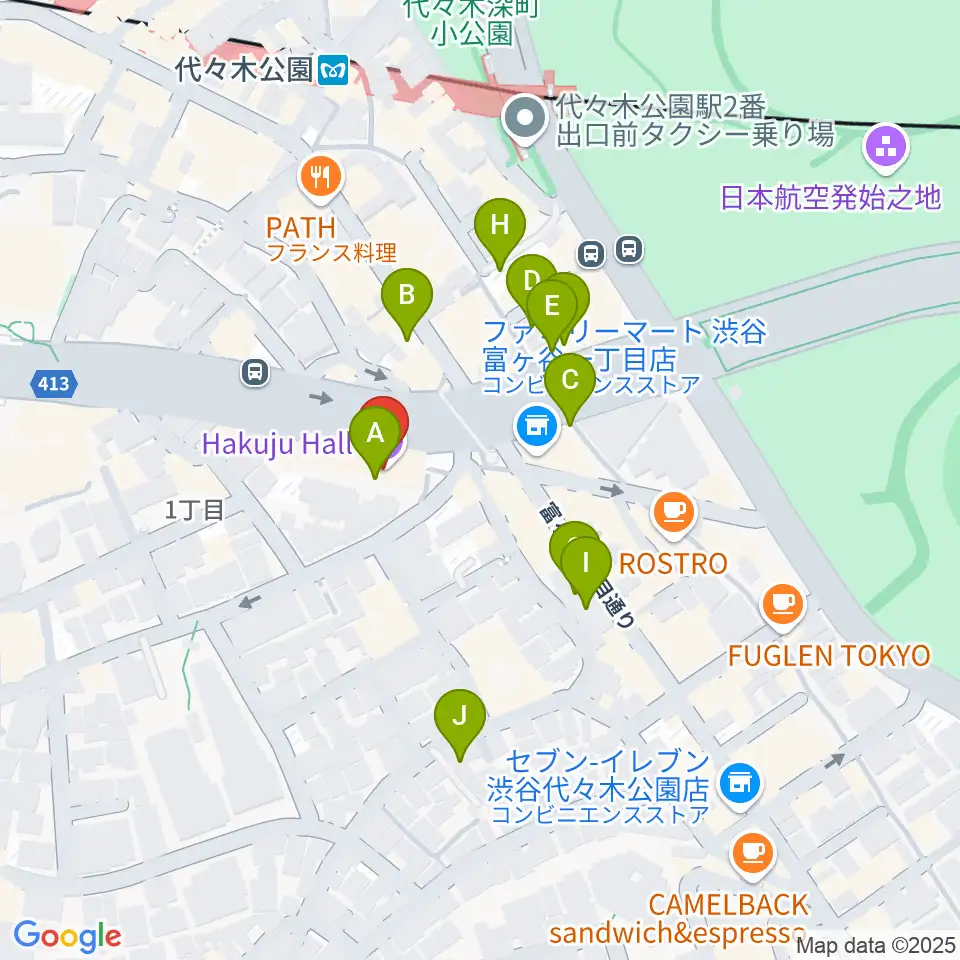 ハクジュホール周辺の駐車場・コインパーキング一覧地図