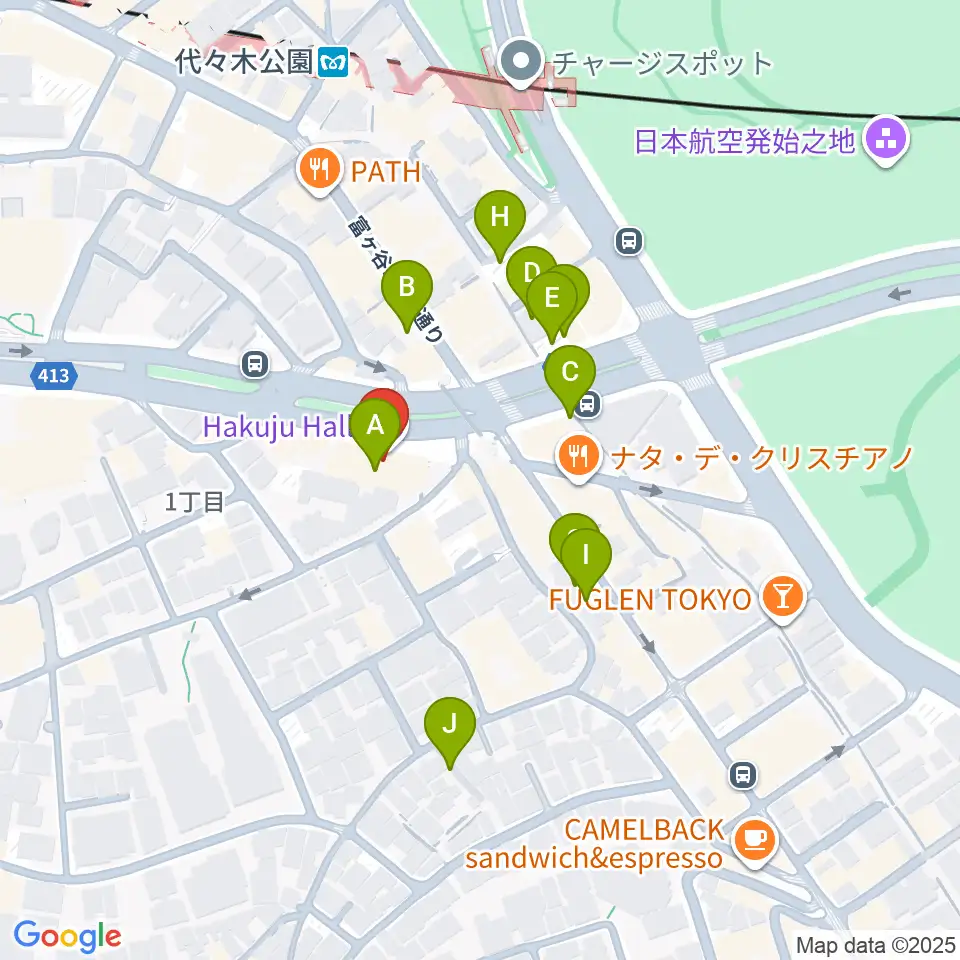 ハクジュホール周辺の駐車場・コインパーキング一覧地図