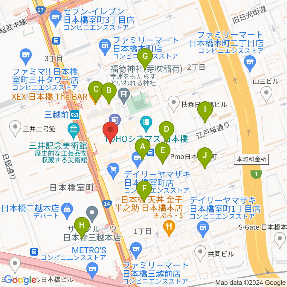 日本橋三井ホール周辺の駐車場・コインパーキング一覧地図