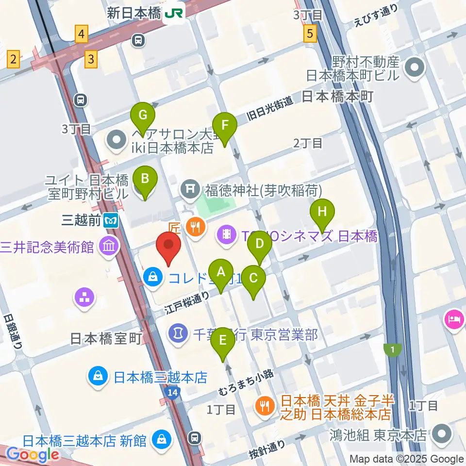日本橋三井ホール周辺の駐車場・コインパーキング一覧地図