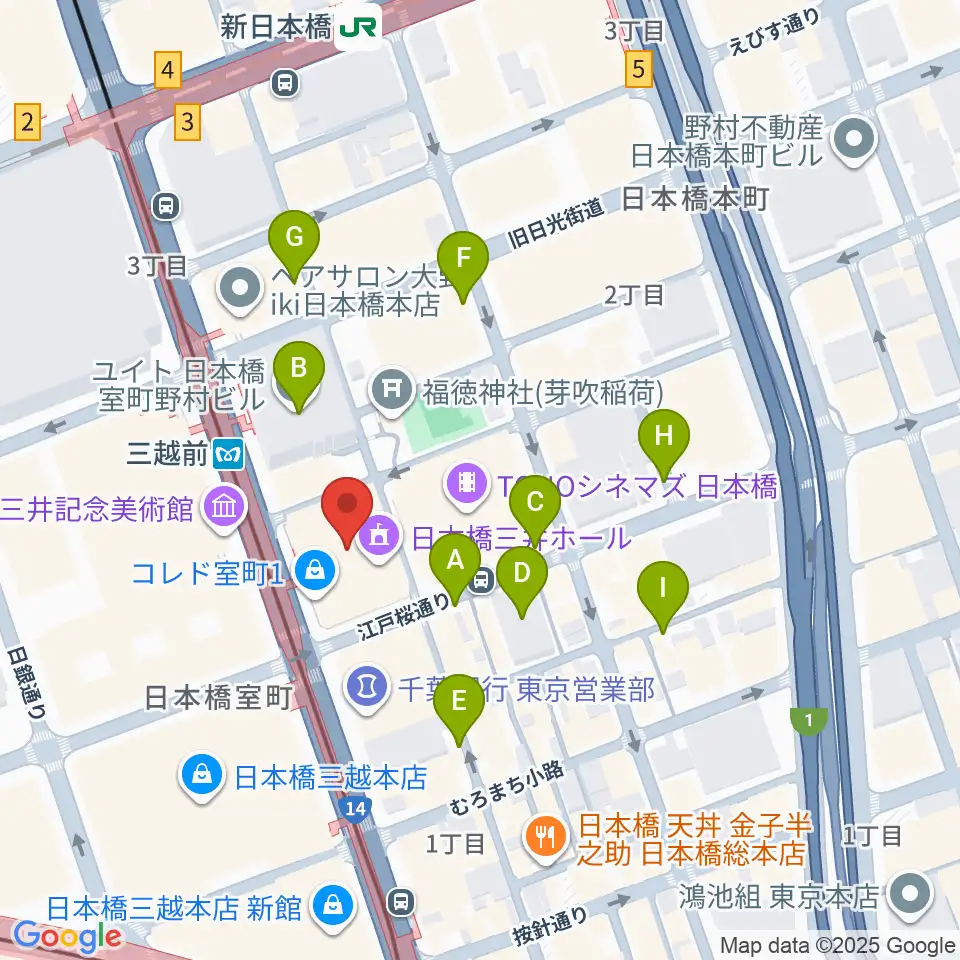 日本橋三井ホール周辺の駐車場・コインパーキング一覧地図