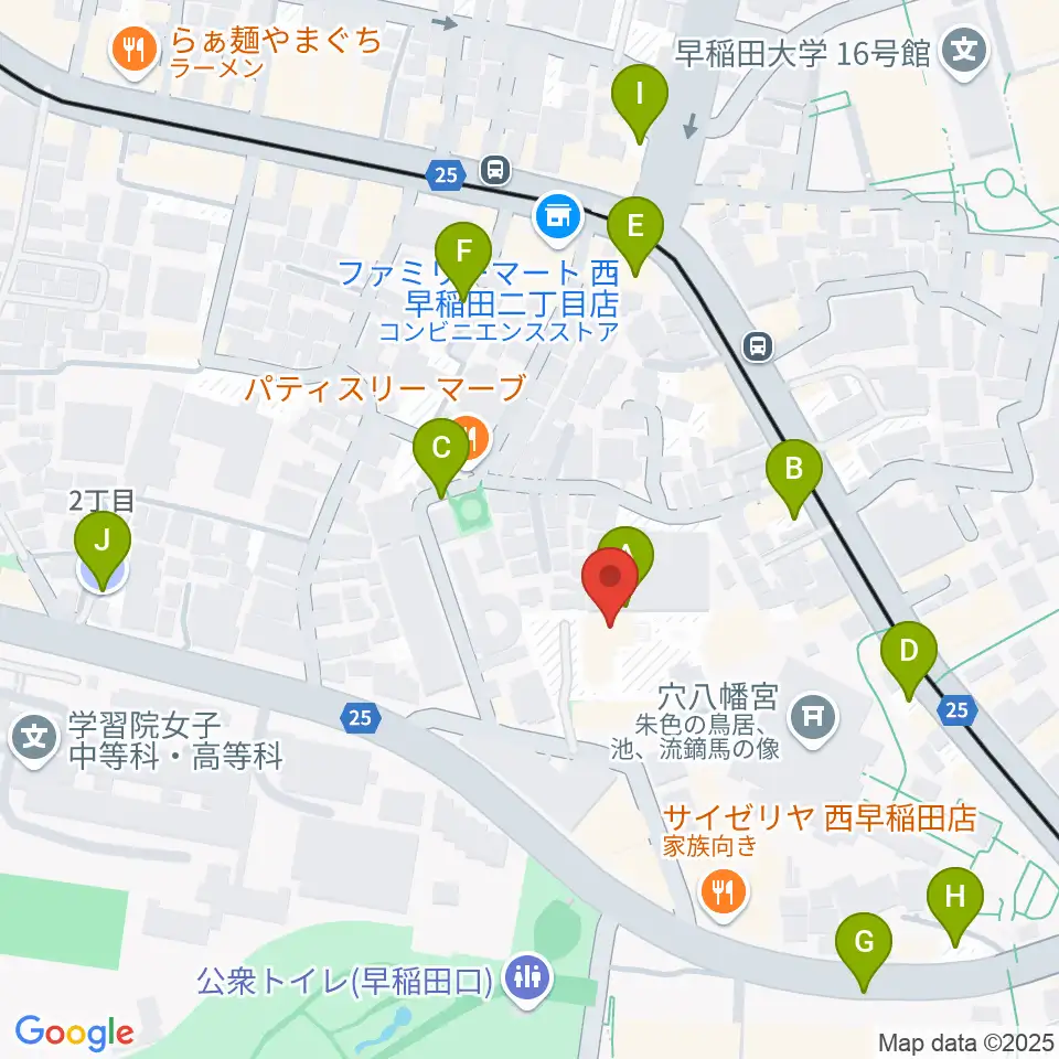 早稲田奉仕園スコットホール周辺の駐車場・コインパーキング一覧地図