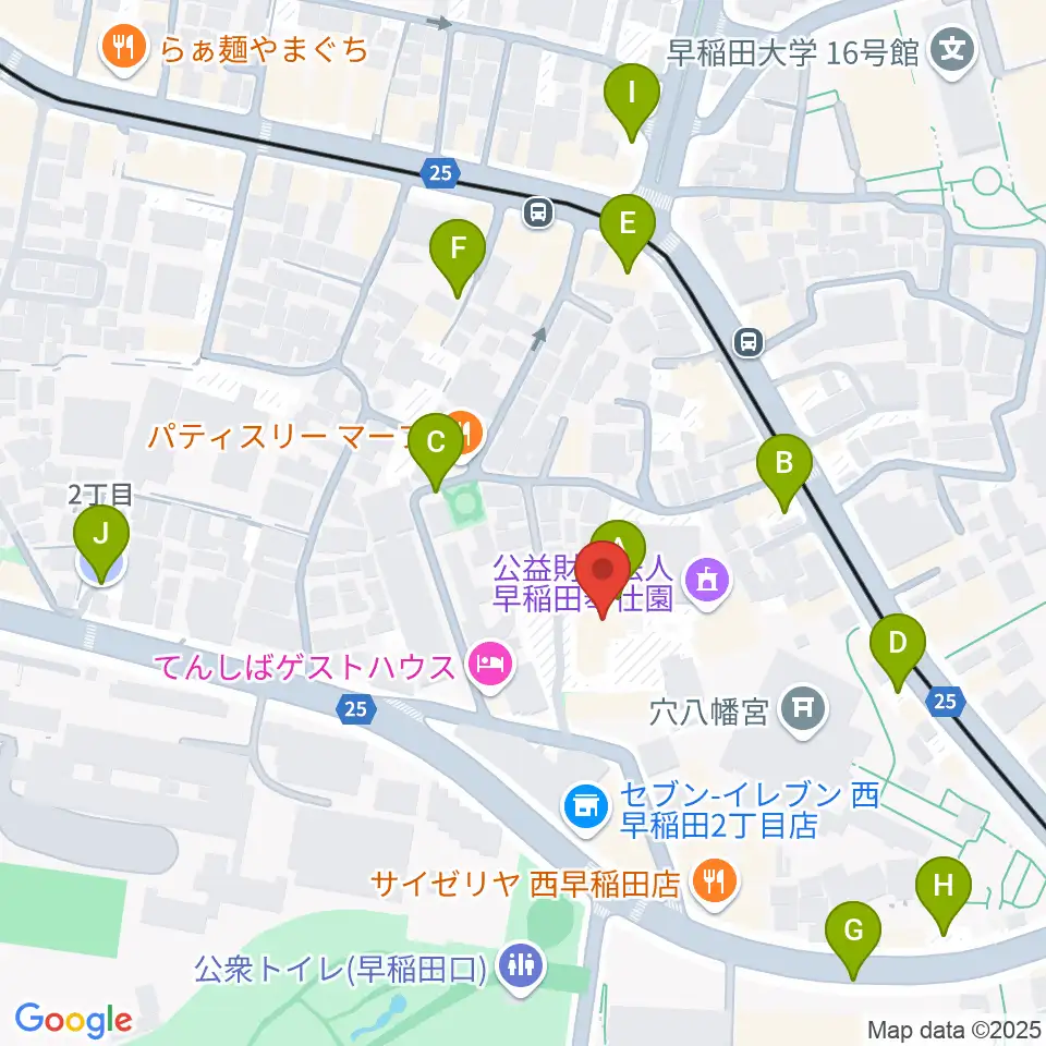 早稲田奉仕園スコットホール周辺の駐車場・コインパーキング一覧地図