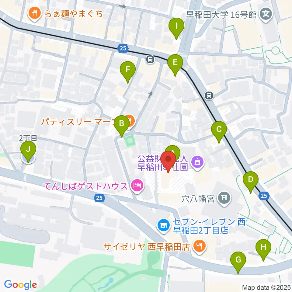 早稲田奉仕園スコットホール周辺の駐車場・コインパーキング一覧地図