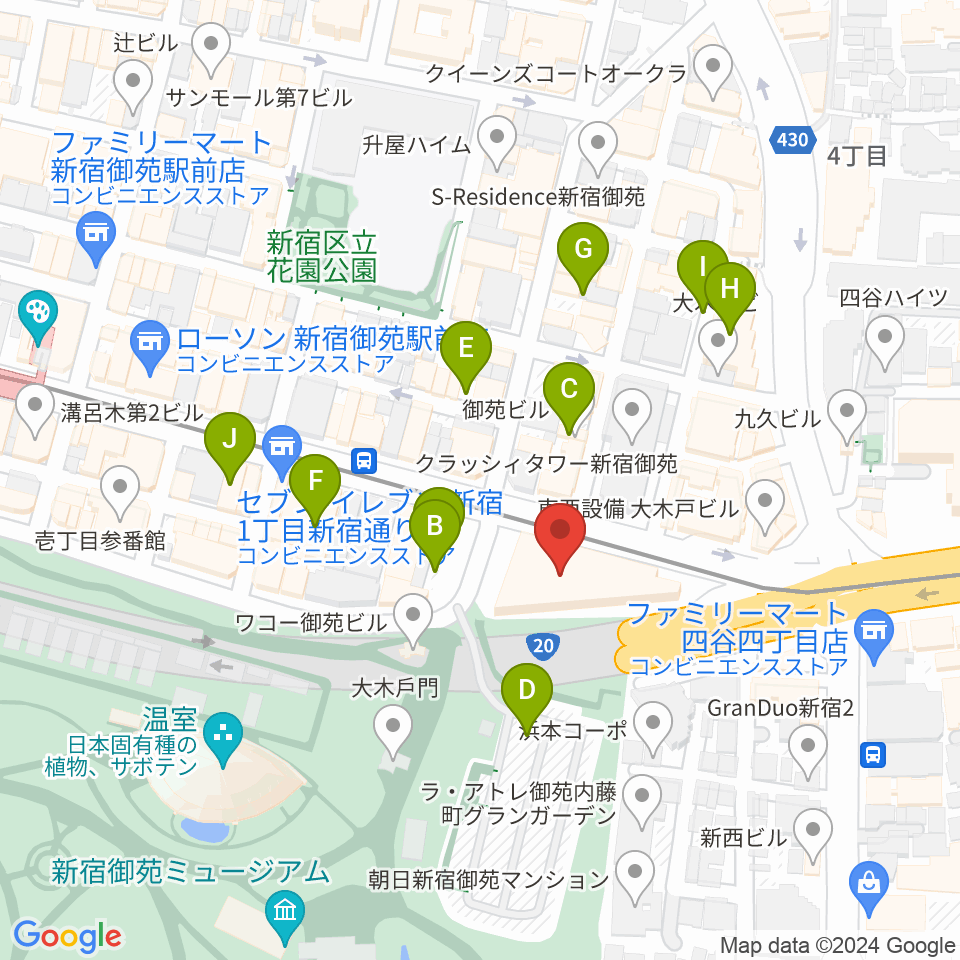 四谷区民ホール周辺の駐車場・コインパーキング一覧地図