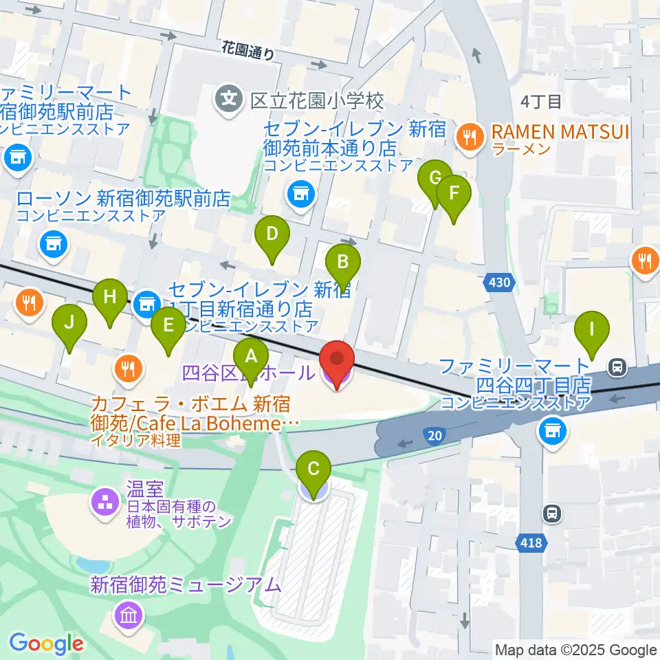 四谷区民ホール周辺の駐車場・コインパーキング一覧地図