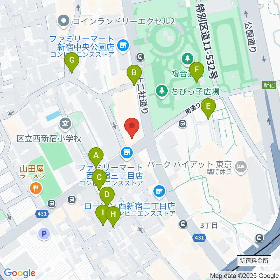 角筈区民ホール周辺の駐車場・コインパーキング一覧地図