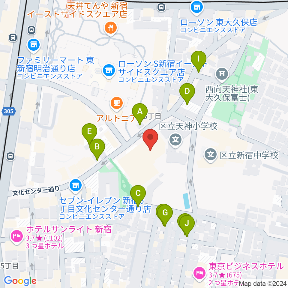 新宿文化センター周辺の駐車場・コインパーキング一覧地図