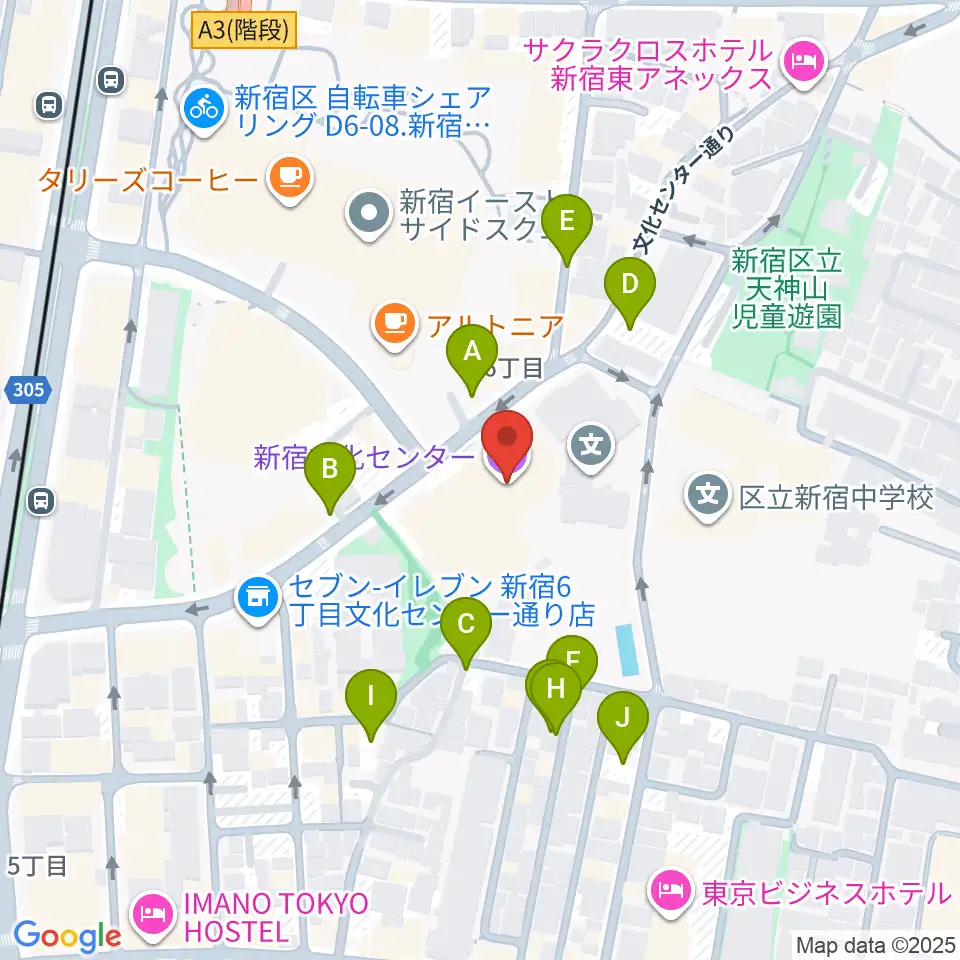 新宿文化センター周辺の駐車場・コインパーキング一覧地図