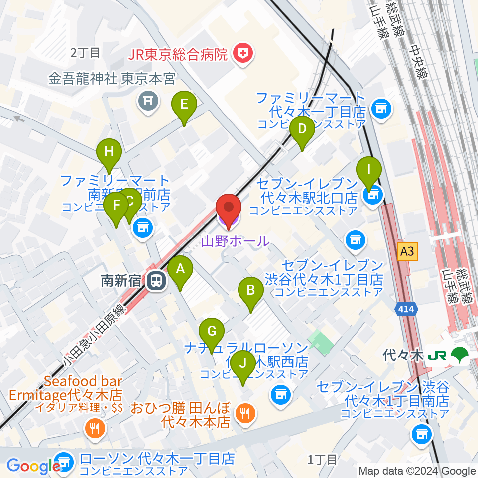 山野ホール周辺の駐車場・コインパーキング一覧地図