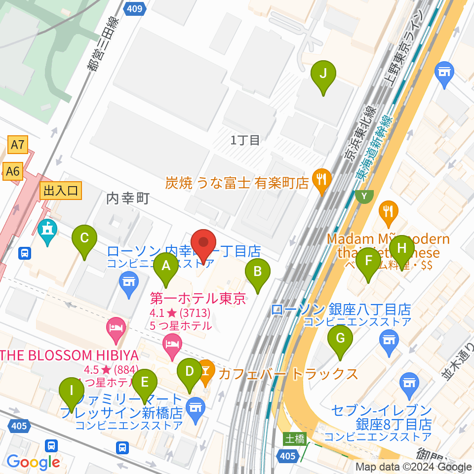 千代田区立内幸町ホール周辺の駐車場・コインパーキング一覧地図