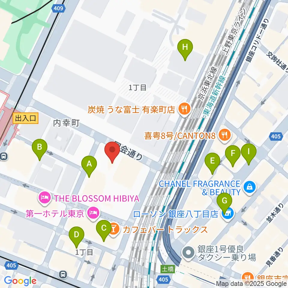 千代田区立内幸町ホール周辺の駐車場・コインパーキング一覧地図