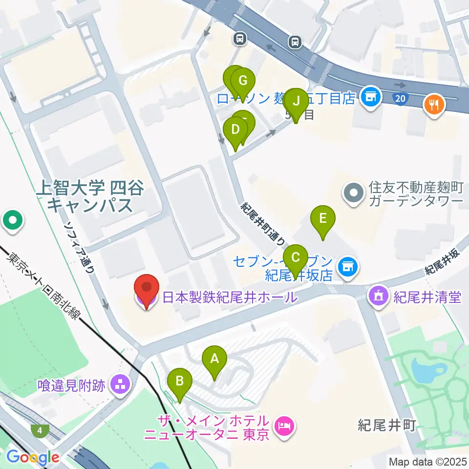 紀尾井ホール周辺の駐車場・コインパーキング一覧地図