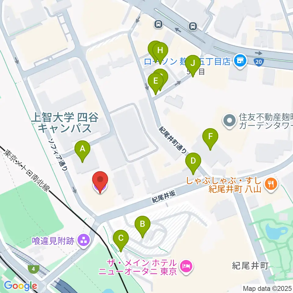 紀尾井ホール周辺の駐車場・コインパーキング一覧地図