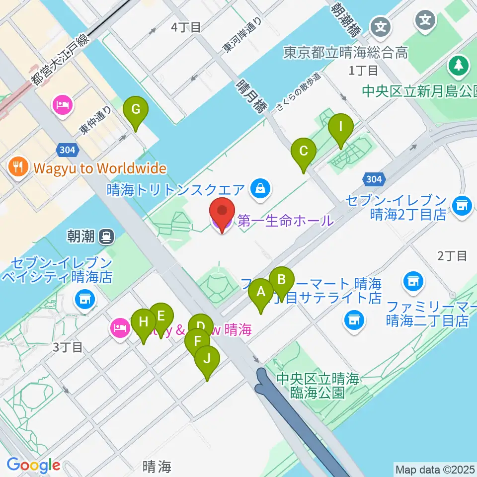 第一生命ホール周辺の駐車場・コインパーキング一覧地図