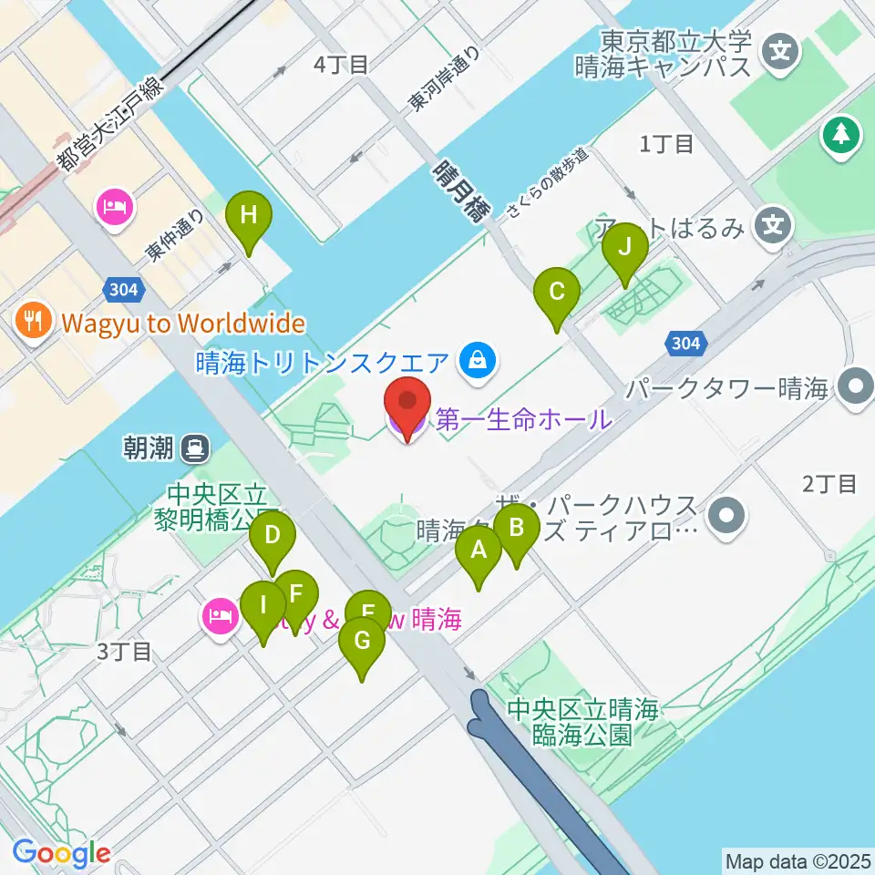 第一生命ホール周辺の駐車場・コインパーキング一覧地図