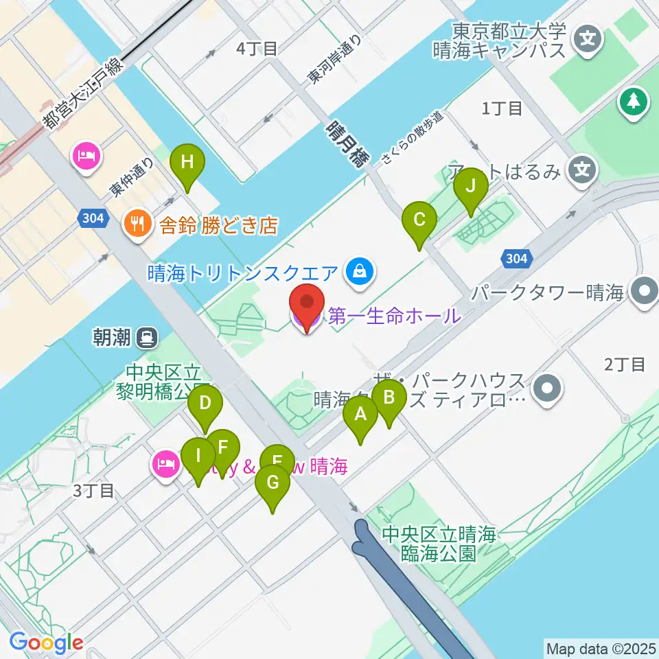 第一生命ホール周辺の駐車場・コインパーキング一覧地図