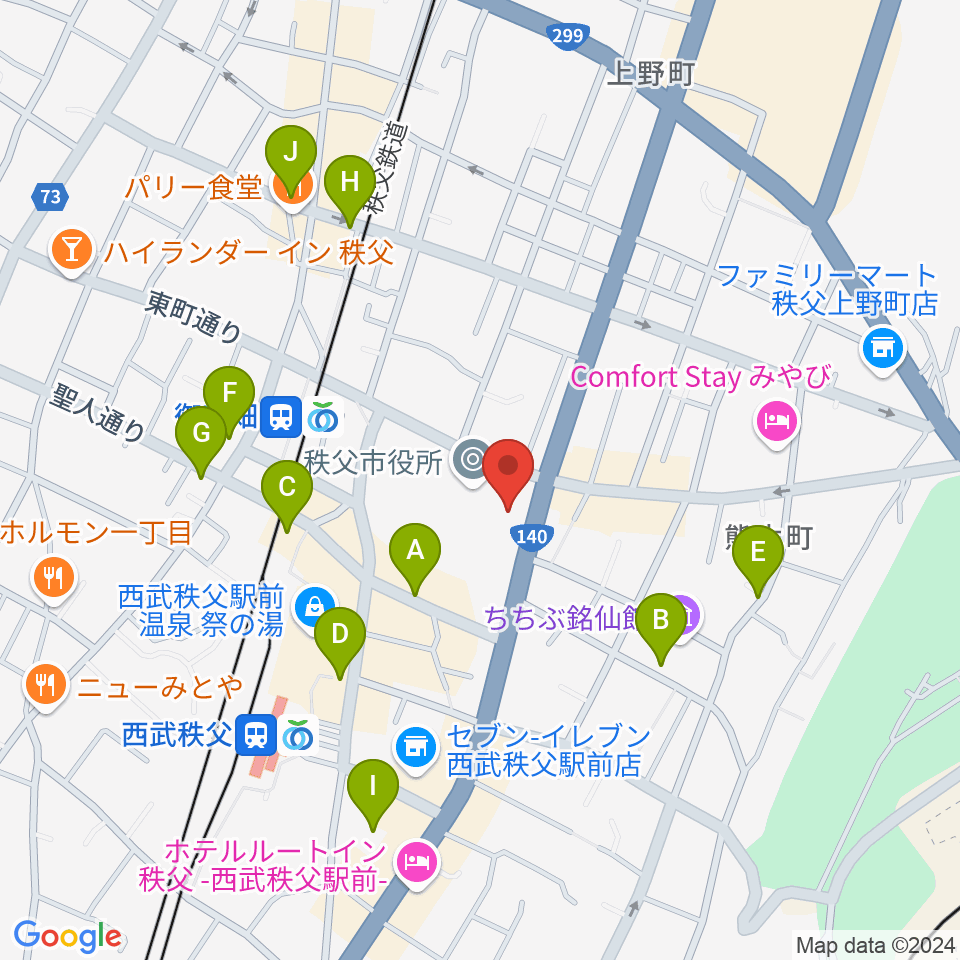 秩父宮記念市民会館周辺の駐車場・コインパーキング一覧地図