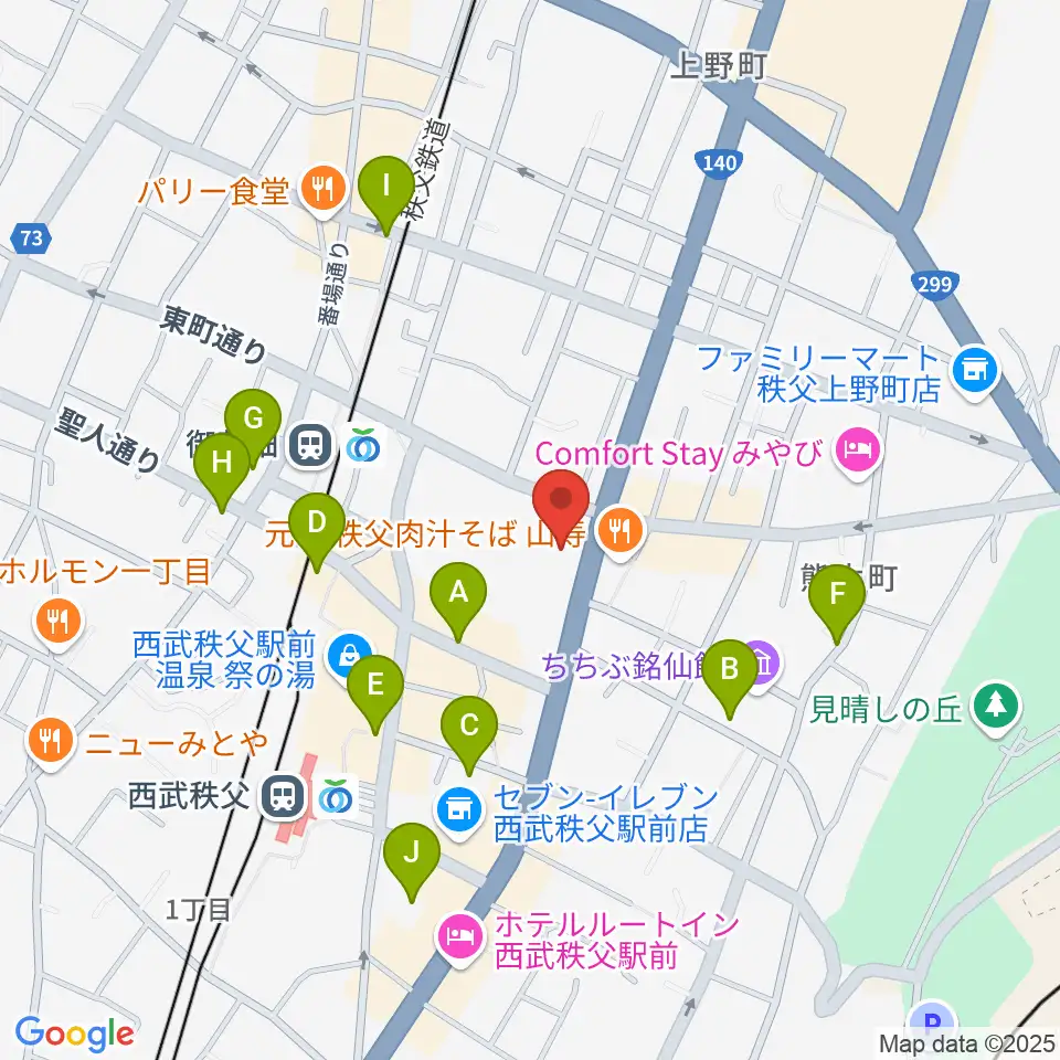秩父宮記念市民会館周辺の駐車場・コインパーキング一覧地図