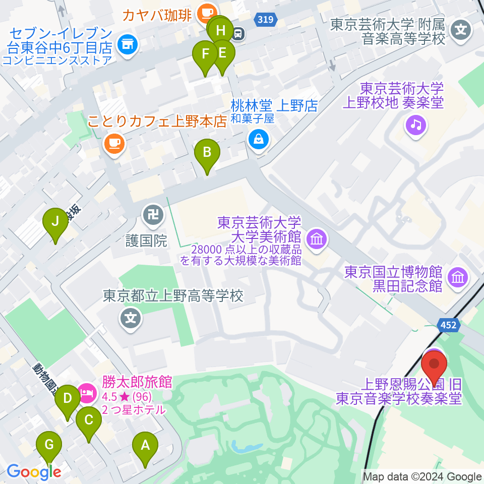 旧東京音楽学校奏楽堂周辺の駐車場・コインパーキング一覧地図