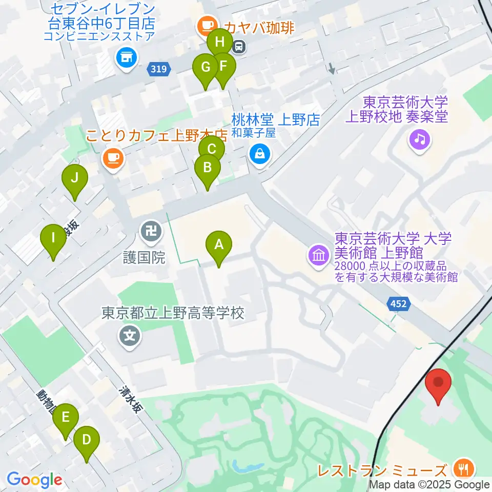 旧東京音楽学校奏楽堂周辺の駐車場・コインパーキング一覧地図