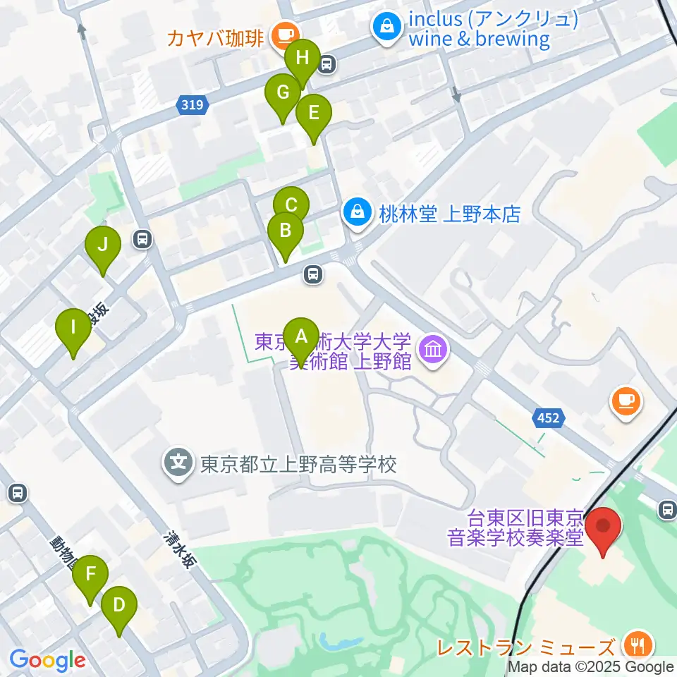 旧東京音楽学校奏楽堂周辺の駐車場・コインパーキング一覧地図