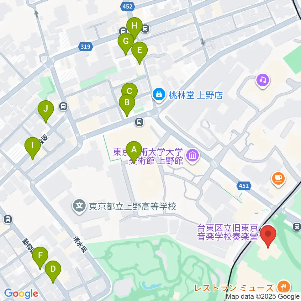 旧東京音楽学校奏楽堂周辺の駐車場・コインパーキング一覧地図