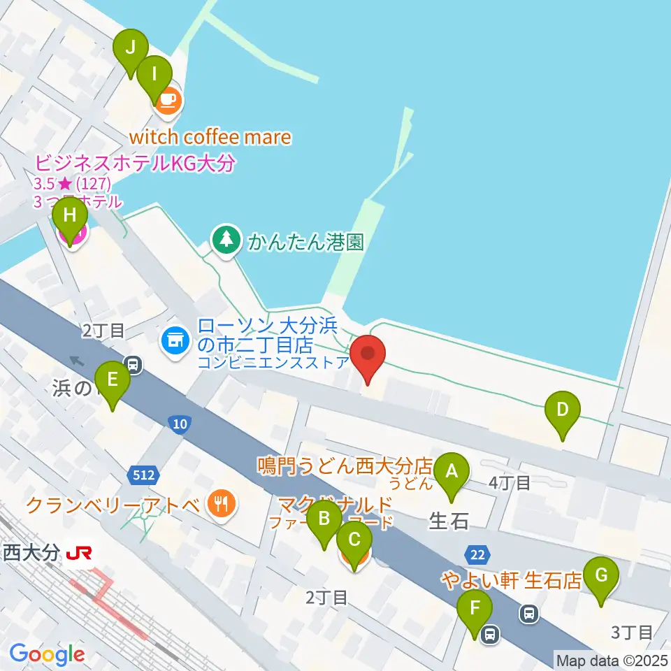 大分ブリックブロック周辺のファミレス・ファーストフード一覧地図