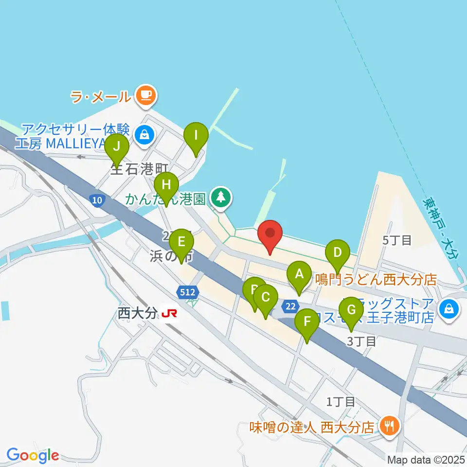 大分ブリックブロック周辺のファミレス・ファーストフード一覧地図