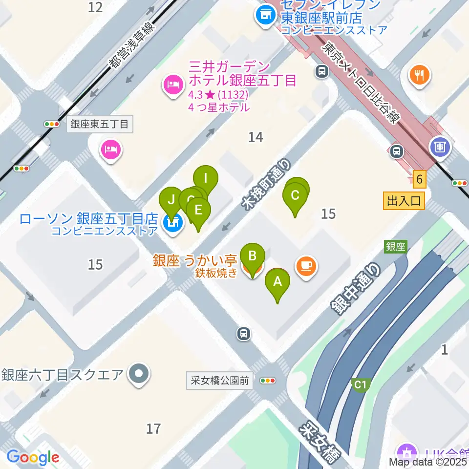 時事通信ホール周辺のファミレス・ファーストフード一覧地図