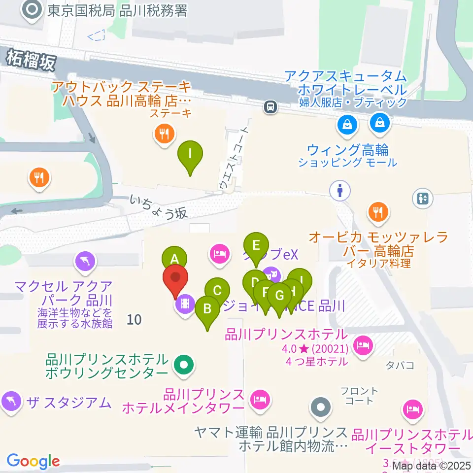 品川ステラボール周辺のファミレス・ファーストフード一覧地図