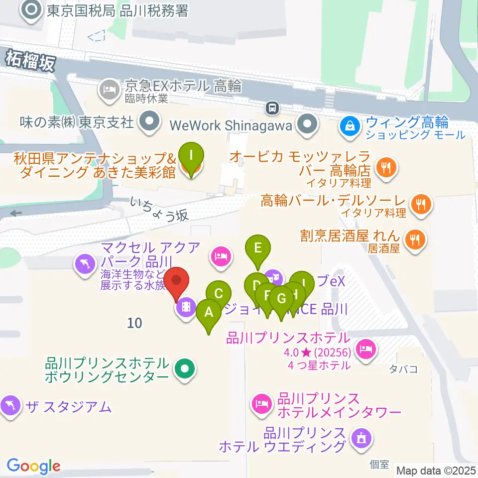 品川ステラボール周辺のファミレス・ファーストフード一覧地図