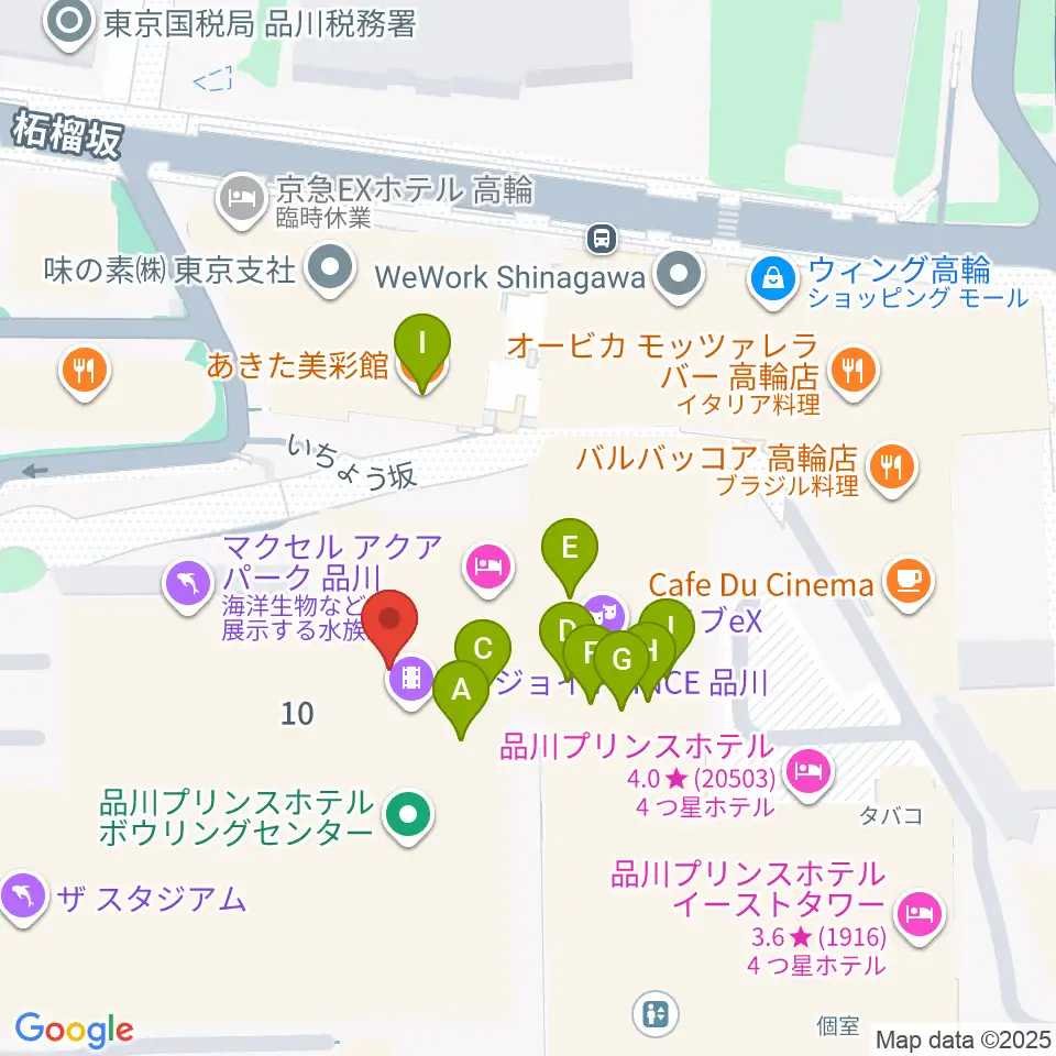 品川ステラボール周辺のファミレス・ファーストフード一覧地図