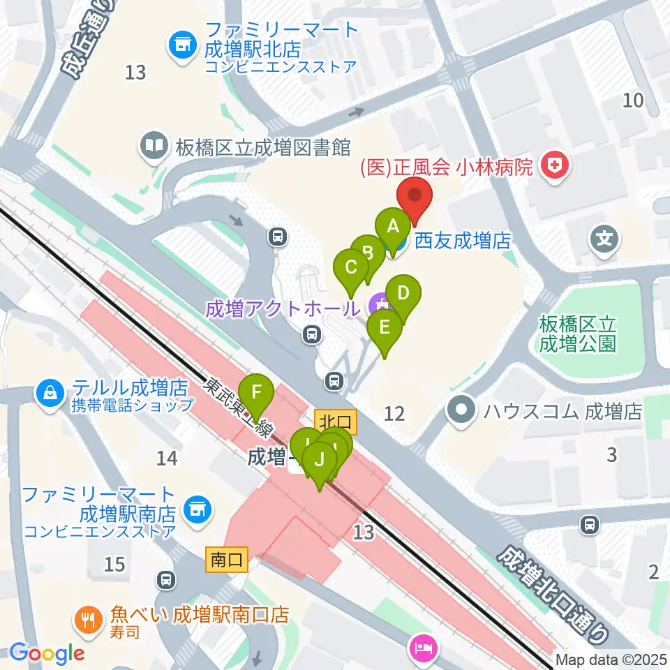 成増アクトホール周辺のファミレス・ファーストフード一覧地図