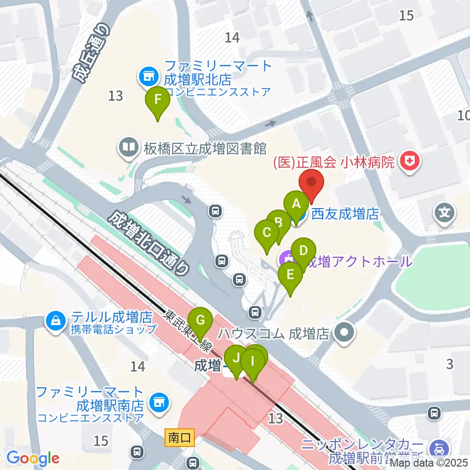 成増アクトホール周辺のファミレス・ファーストフード一覧地図