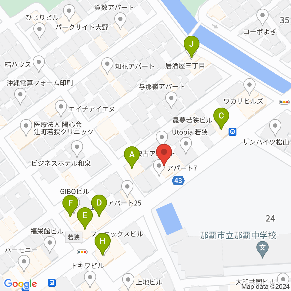 ライブイン寓話周辺のファミレス・ファーストフード一覧地図