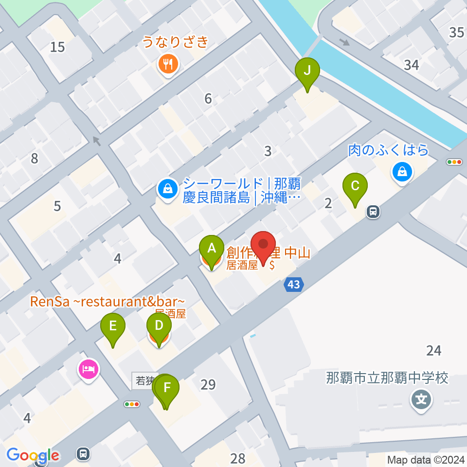 ライブイン寓話周辺のファミレス・ファーストフード一覧地図