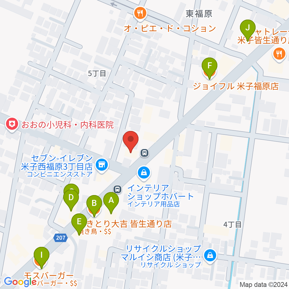 ヤマハパルス米子楽器 米子店周辺のファミレス・ファーストフード一覧地図