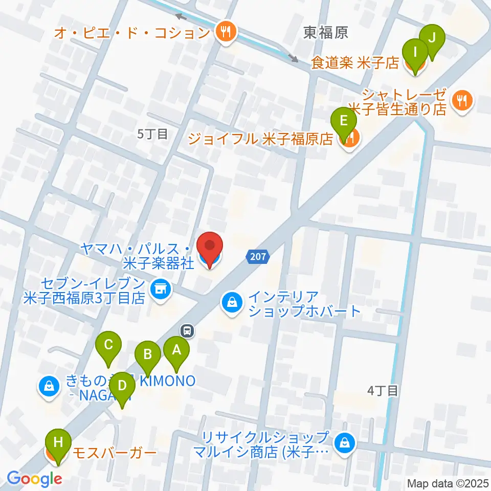 ヤマハパルス米子楽器 米子店周辺のファミレス・ファーストフード一覧地図