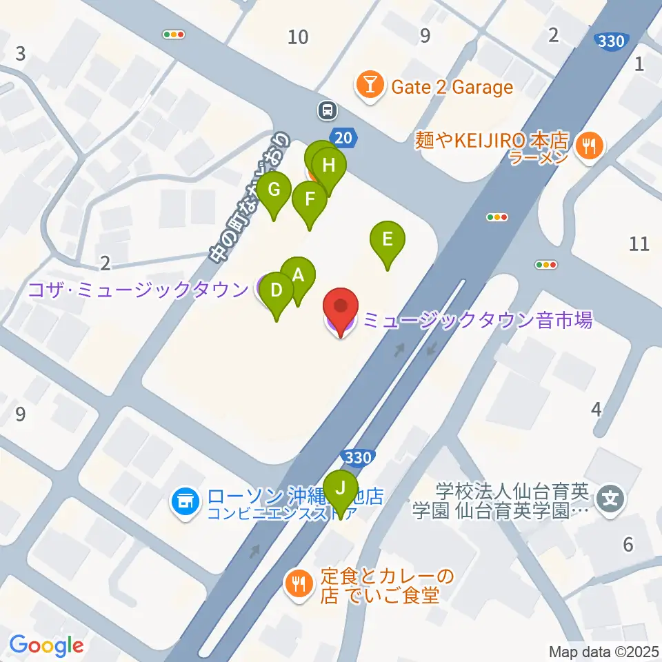 ミュージックタウン音市場周辺のファミレス・ファーストフード一覧地図