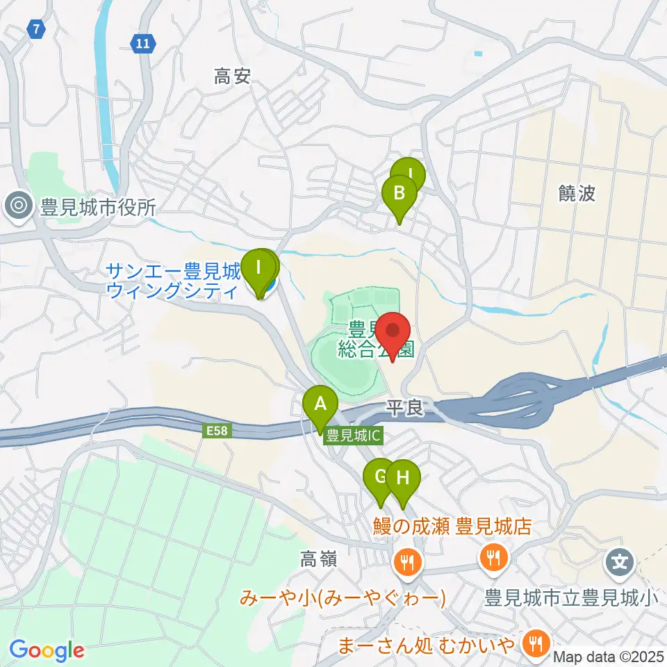豊見城市立中央公民館周辺のファミレス・ファーストフード一覧地図