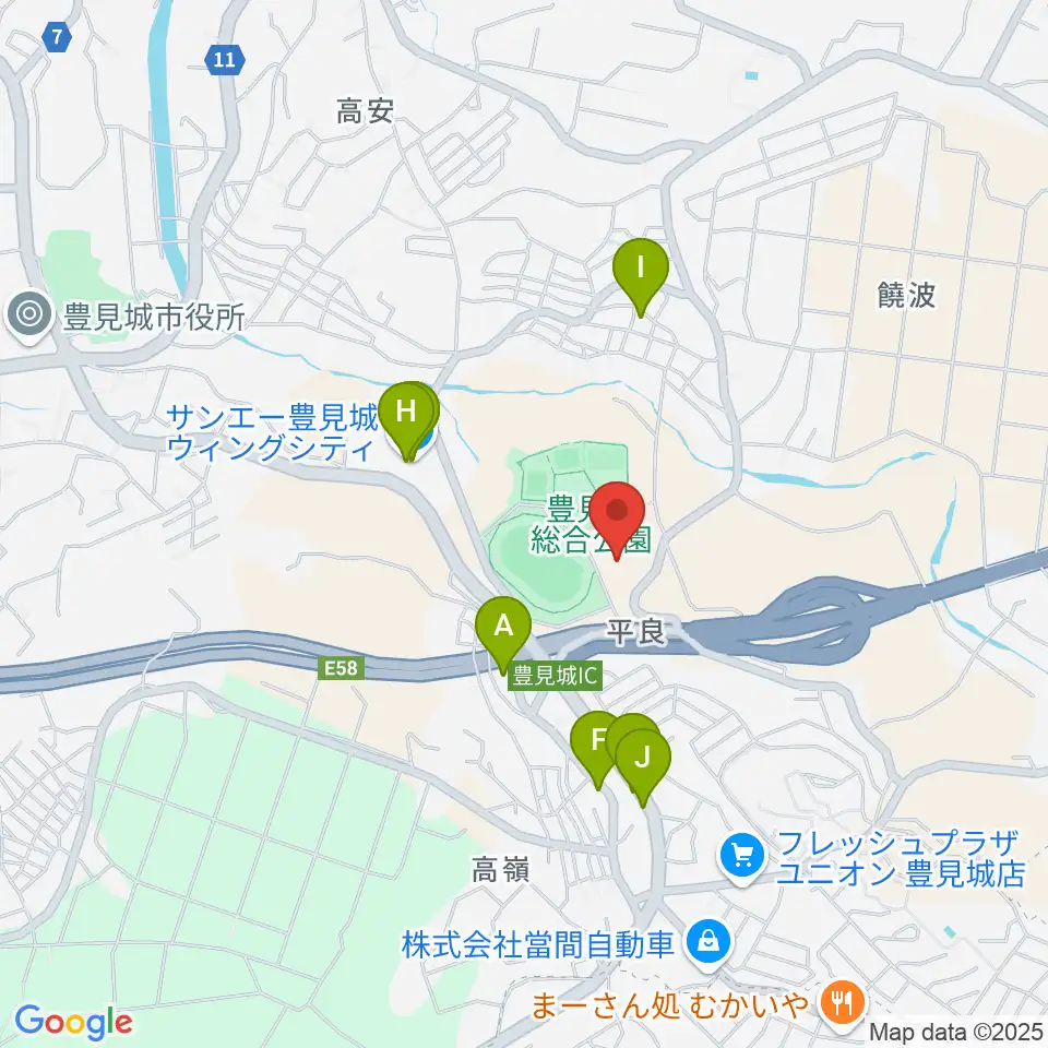 豊見城市立中央公民館周辺のファミレス・ファーストフード一覧地図