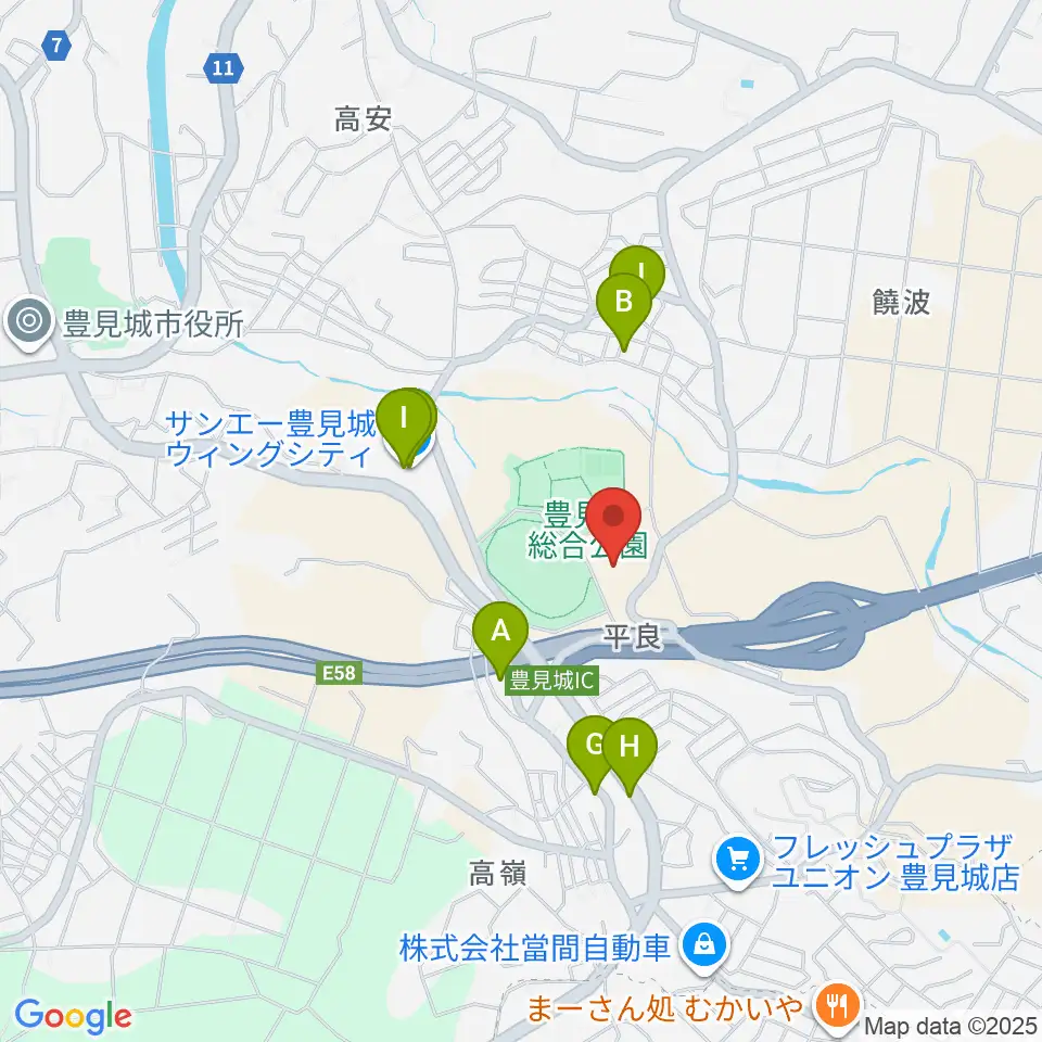豊見城市立中央公民館周辺のファミレス・ファーストフード一覧地図