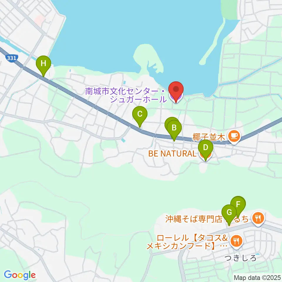 南城市文化センター シュガーホール周辺のファミレス・ファーストフード一覧地図